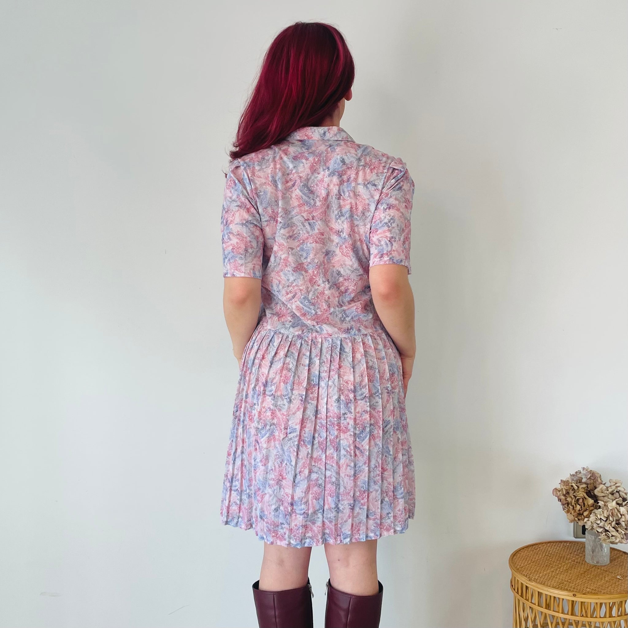 Vintage Pleated Dress (M-L)