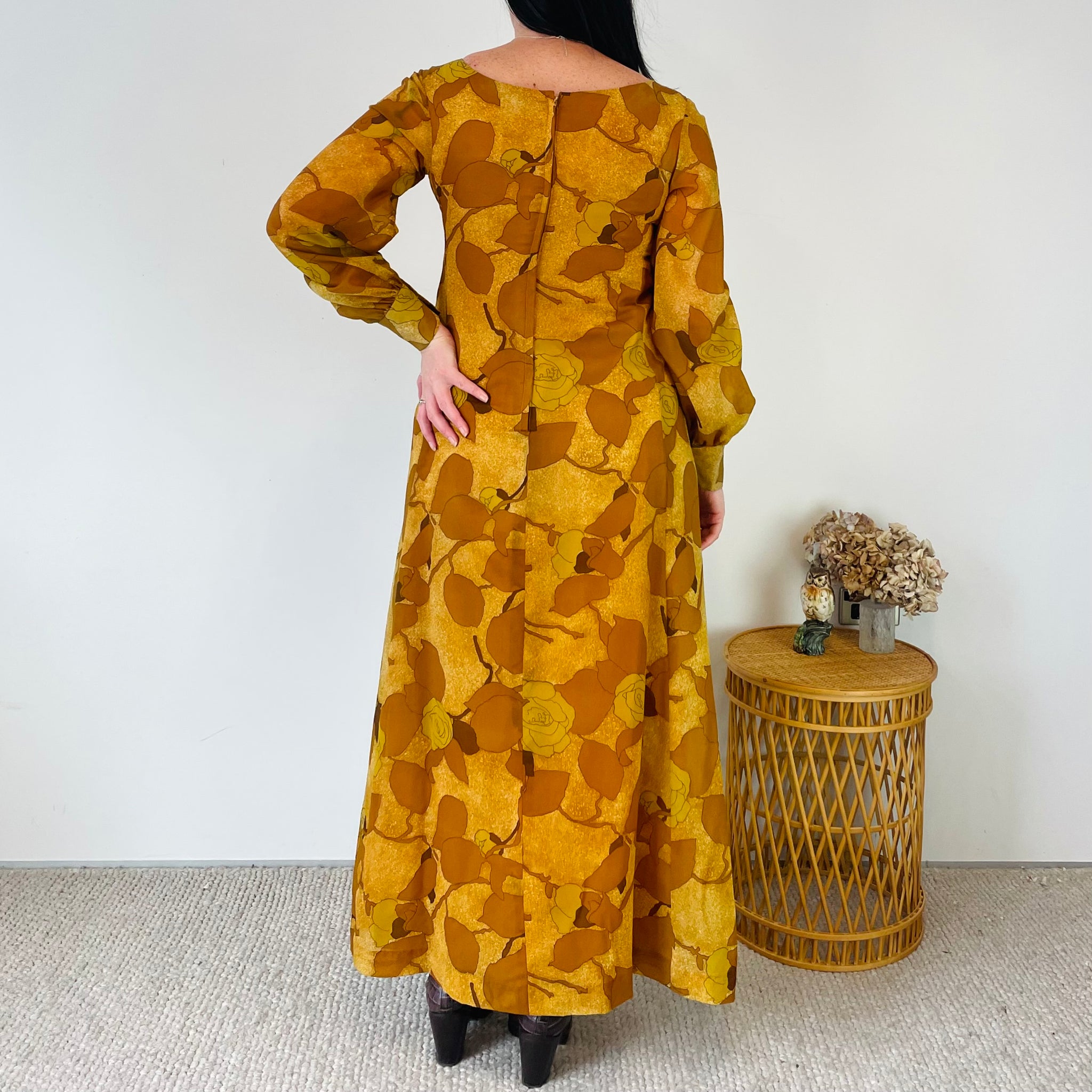 Vintage Floral Maxi Dress (M)