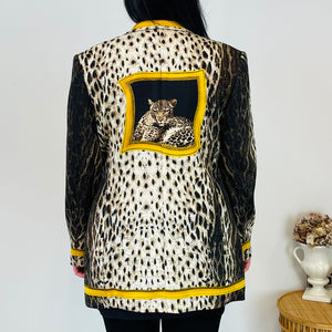 Vintage Escada Leopard Portrait Wool Blazer (L)