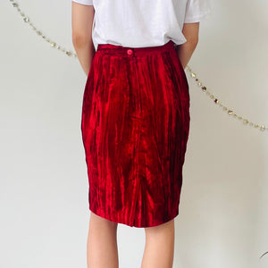 Vintage Velvet Pencil Skirt (XS)