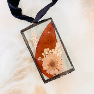 Dried Floral Glass Pendant